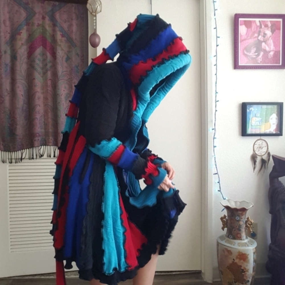🌙ENLIGHTENED PLATYPUS Handcrafted FESTIVAL Sweater Coat Heavy OOAK